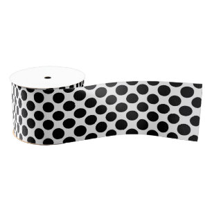 Large retro dots - black and white grosgrain ribbon
