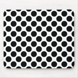 Large retro dots - black and white mouse pad