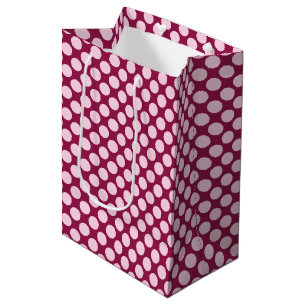 Large retro dots - burgundy and shell pink medium gift bag
