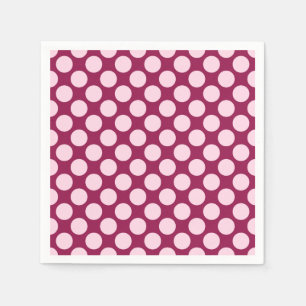 Large retro dots - burgundy and shell pink napkin