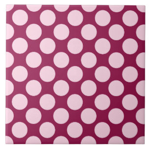 Large retro dots - burgundy and shell pink tile