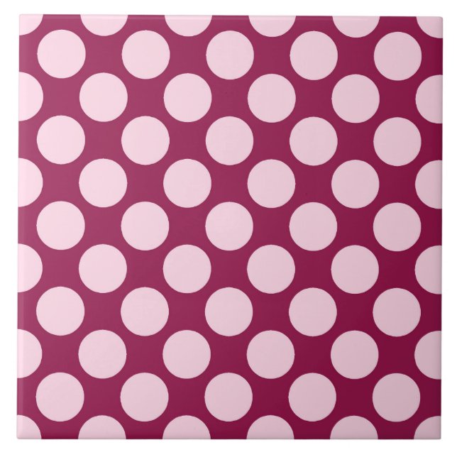 Large retro dots - burgundy and shell pink tile (Front)