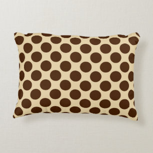 Large retro dots - chocolate brown and tan decorative cushion