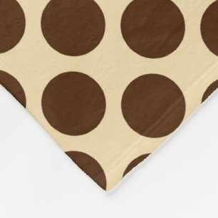 Large retro dots - chocolate brown and tan fleece blanket