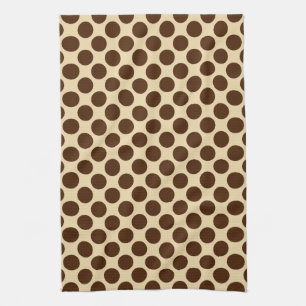 Large retro dots - chocolate brown and tan tea towel