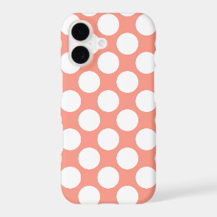 Large retro dots - coral pink and white