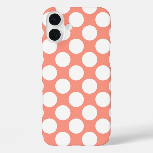 Large retro dots - coral pink and white Case-Mate iPhone case (Back)