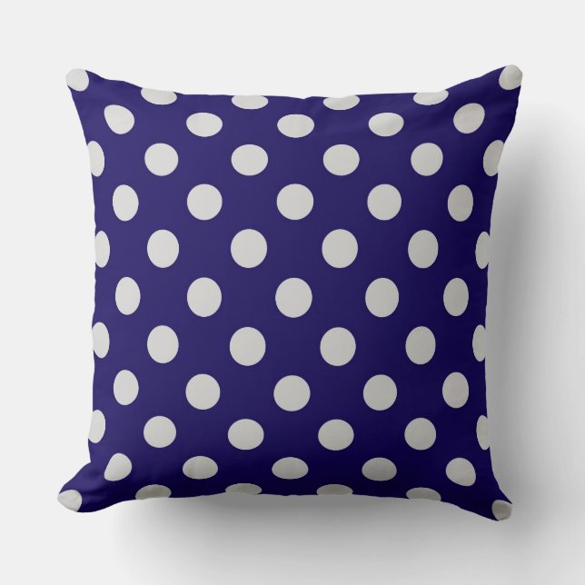 Large retro dots - grey and navy cushion (Front)