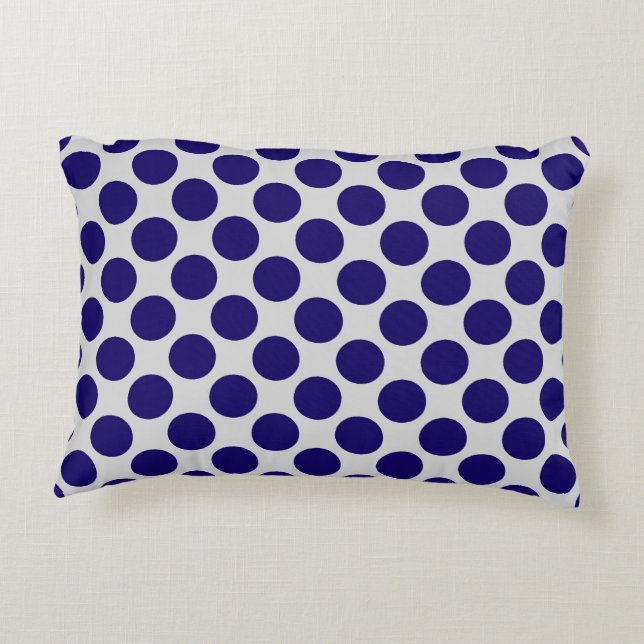 Large retro dots - grey / grey and navy decorative cushion (Back)