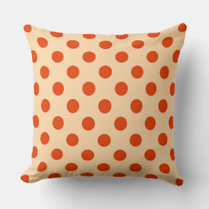 Large retro dots - mandarin and pale orange cushion