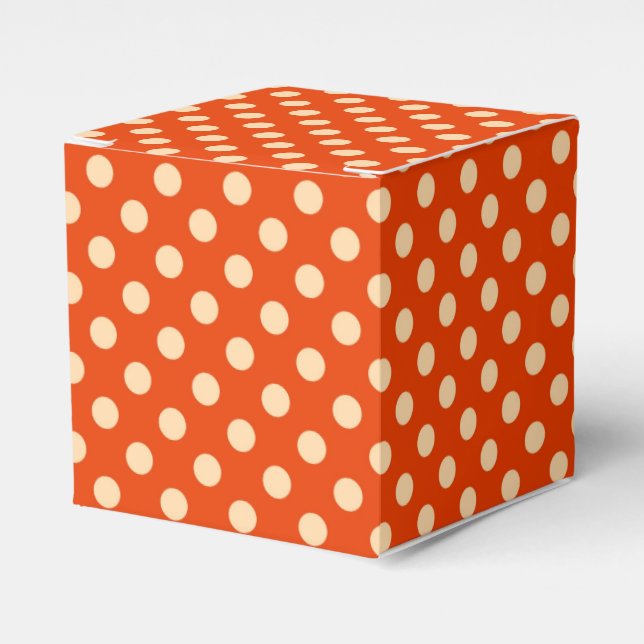 Large retro dots - mandarin and pale orange favour box (Front Side)