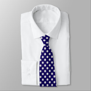 Large retro dots - navy and grey tie