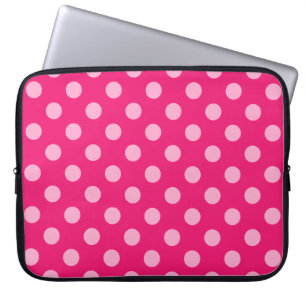 Large retro dots - pink on a hot pink background laptop sleeve