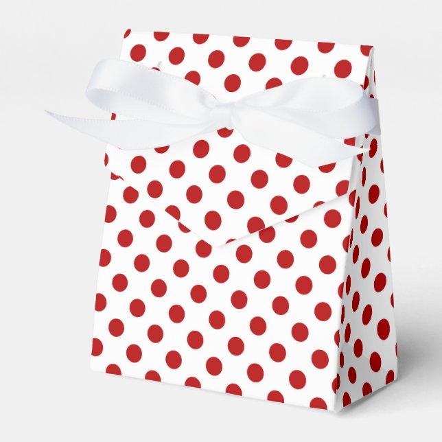 Large retro dots - red and white favour box (Front Side)