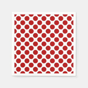Large retro dots - red and white napkin