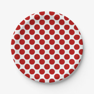 Large retro dots - red and white paper plate