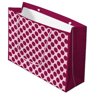 Large retro dots - shell pink and burgundy gift bag