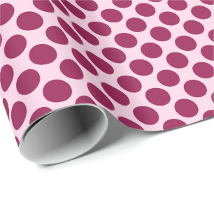 Large retro dots - shell pink and burgundy wrapping paper
