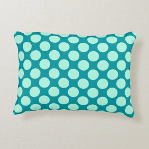 Large retro dots - turquoise and aqua decorative cushion