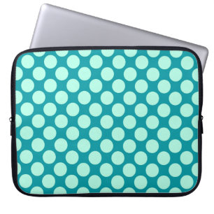 Large retro dots - turquoise and aqua laptop sleeve