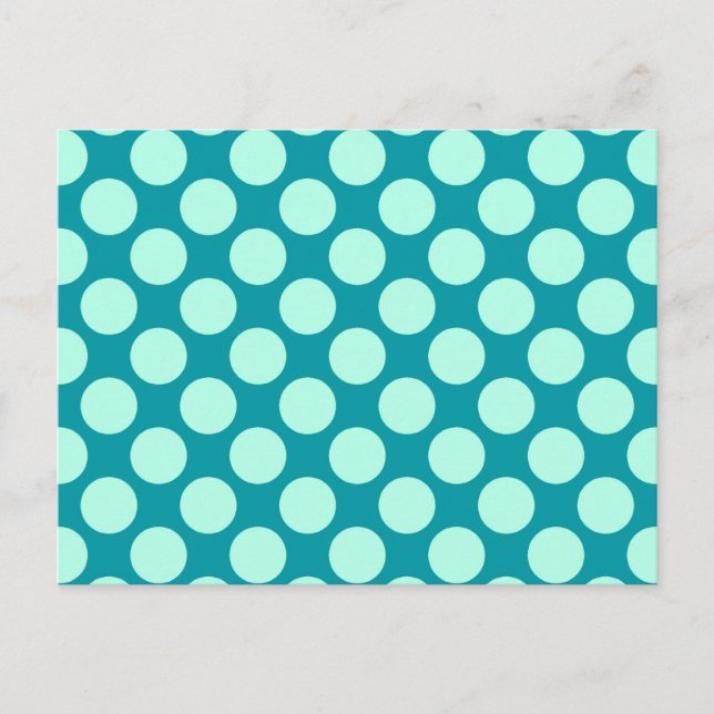 Large retro dots - turquoise and aqua postcard (Front)