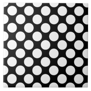 Large retro dots - white and black tile