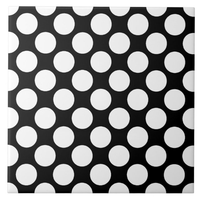 Large retro dots - white and black tile (Front)