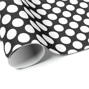 Large retro dots - white and black wrapping paper