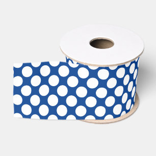 Large retro dots - white and cobalt blue grosgrain ribbon