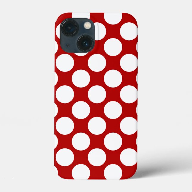 Large retro dots - white and red Case-Mate iPhone case (Back)