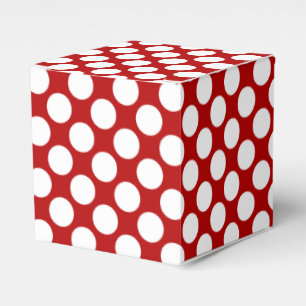 Large retro dots - white and red favour box