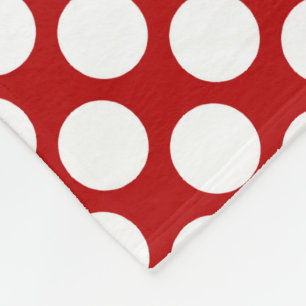 Large retro dots - white and red fleece blanket