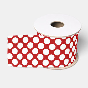 Large retro dots - white and red grosgrain ribbon