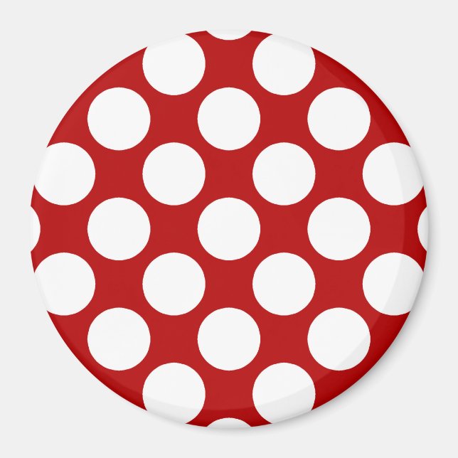 Large retro dots - white and red magnet (Front)