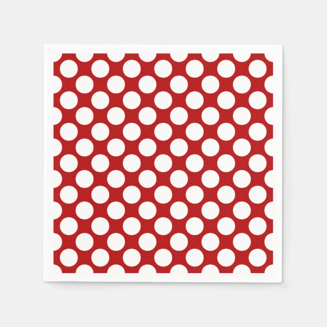 Large retro dots - white and red napkin (Front)