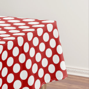 Large retro dots - white and red tablecloth