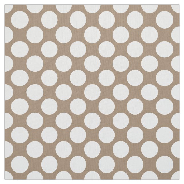 Large retro dots - white and taupe tan fabric (Swatch)