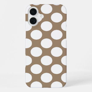 Large retro dots - white and taupe tan iPhone 16 plus case