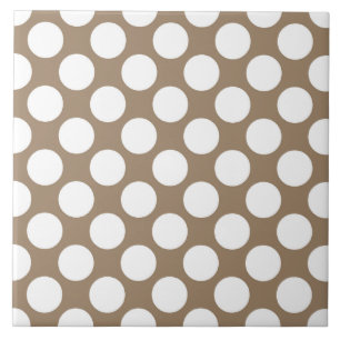 Large retro dots - white and taupe tan tile