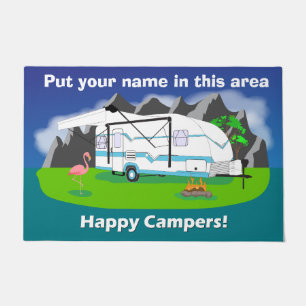 Large retro trailer doormat, teal, single axle doormat