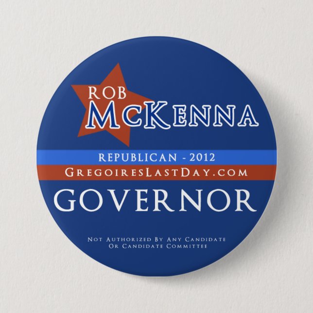 Large Rob McKenna for Governor Button (Front)
