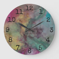 Large Round Clock "Pinks and Greens" Inkblots