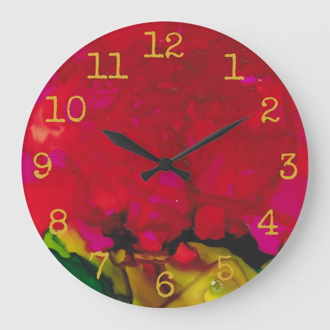Large Round Clock "Red Gold Design" (Front)