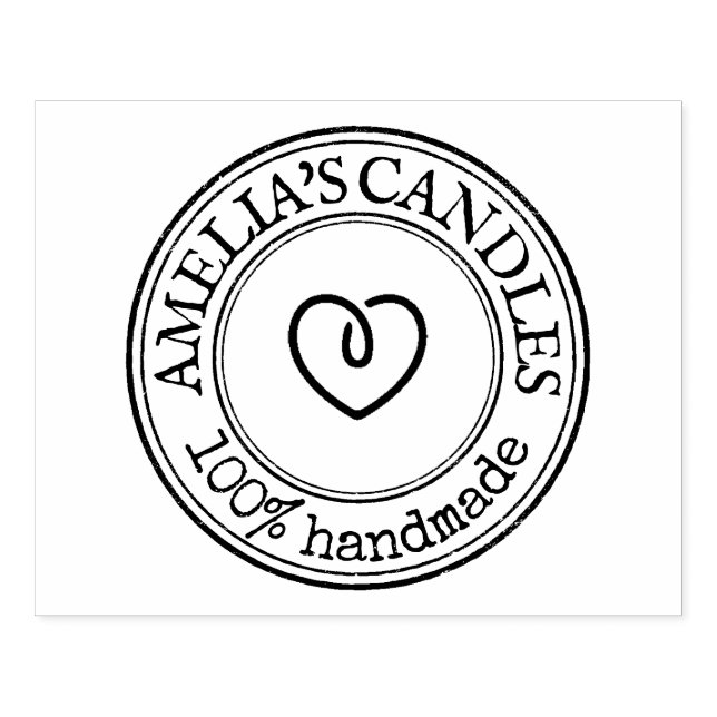 Large Round Handmade Logo Borders Custom Rubber Stamp (Imprint)