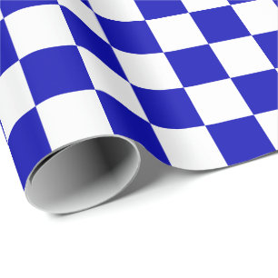 Large Royal Blue and White Checks Wrapping Paper