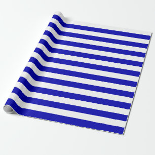 Large Royal Blue and White Stripes Wrapping Paper