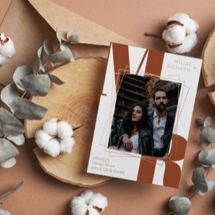 Large Rust Initials Modern Photo Save the Date