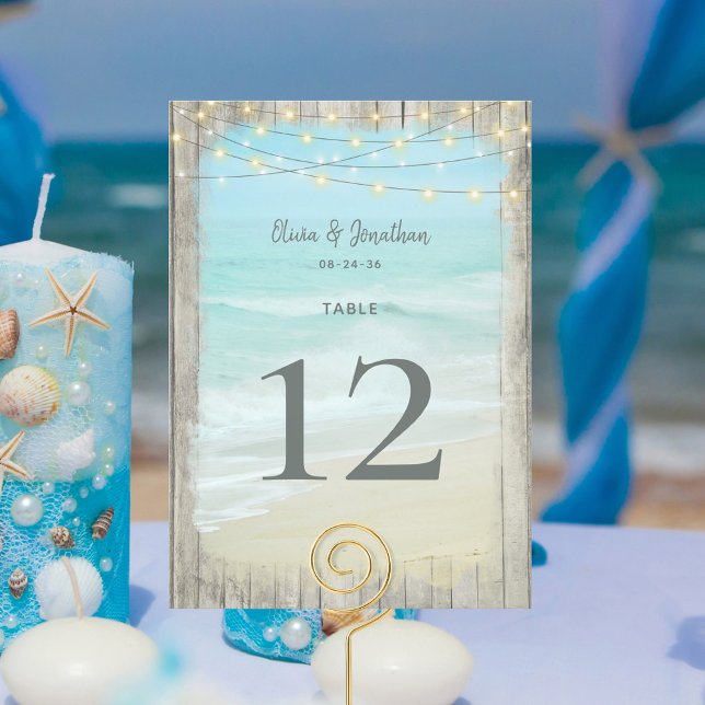 Large Rustic Beach Lights Wedding Table Number (Creator Uploaded)