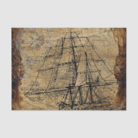 Large Sailing Ship on Gorgeous Vintage Background