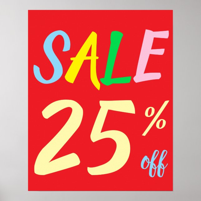 Large Sale Sign, 25% Off Sale Poster (Front)